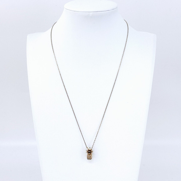 Pineapple Cubic Zirconia Pendant | Vintage Sterling Silver 925 Necklace 16"-18" - Picture 1 of 4